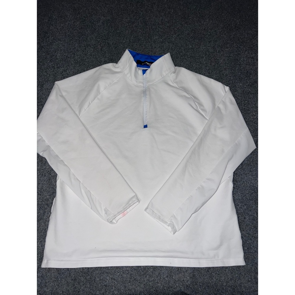 RLX Ralph Lauren Mens Large White Quarter Zip Pullover Golf Shirt Cotton Blend